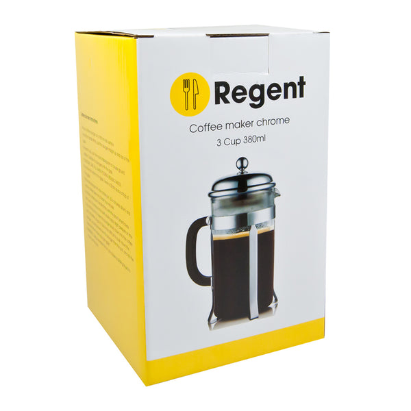 REGENT COFFEE PLUNGER WITH CHROME FRAME 3 CUP, (380ML)