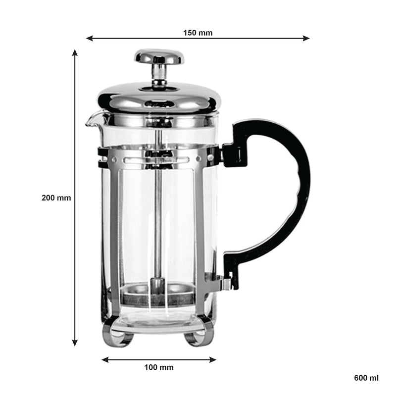 REGENT COFFEE PLUNGER WITH CHROME FRAME 6 CUP, (600ML)