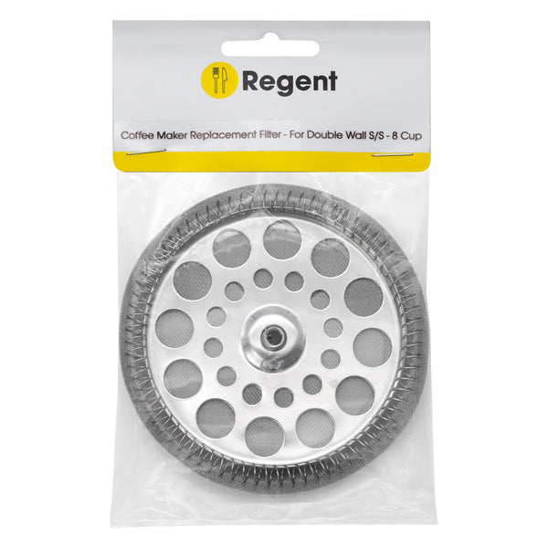 REGENT COFFEE PLUNGER DOUBLE WALLED ST STEEL REPLACEMENT FILTER 8 CUP, (90MM DIA)