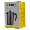 REGENT SIDAMO COFFEE MAKER DOUBLE WALL GUN METAL BLACK ST STEEL 8 CUP, (1LT)