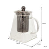 REGENT SQUARE TEAPOT BOROSILICATE GLASS WITH ST. STEEL INFUSER AND LID, 550ML (130/87X87X140MM)