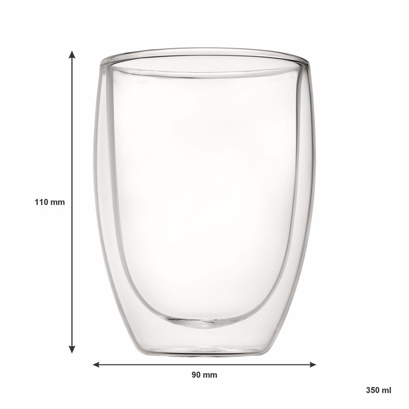 CONSOL ROMA DOUBLE WALL BOROSILICATE GLASS TUMBLER 2 PIECE SET, (350ML)