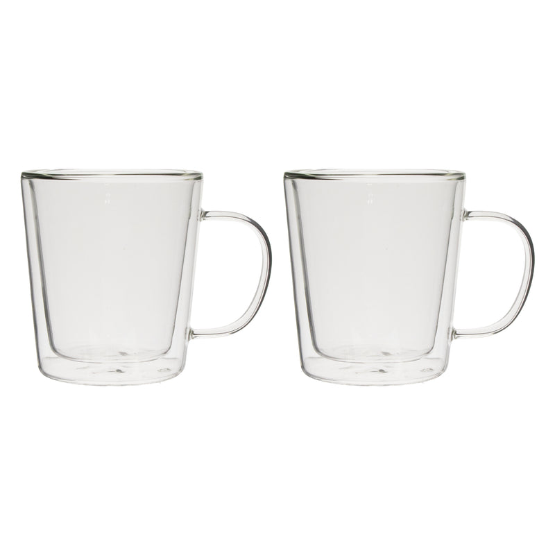 CONSOL ROMA DOUBLE WALL BOROSILICATE GLASS MUG 2 PIECE SET, (320ML)