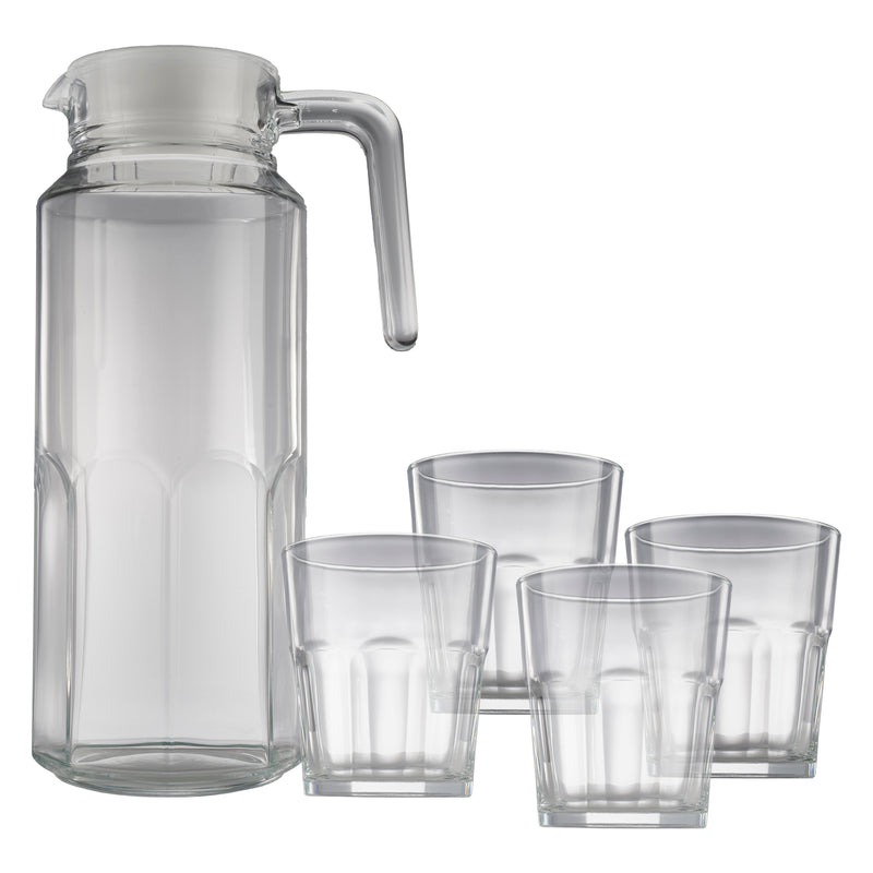 CONSOL MARBELLA WATER SET 5 PIECE, (1.3LT JUG & 4 X 300ML TUMBLERS)