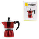 REGENT COFFEE MAKER ALUMINIUM 2 TONE RED & SILVER 3 CUP, (150ML)