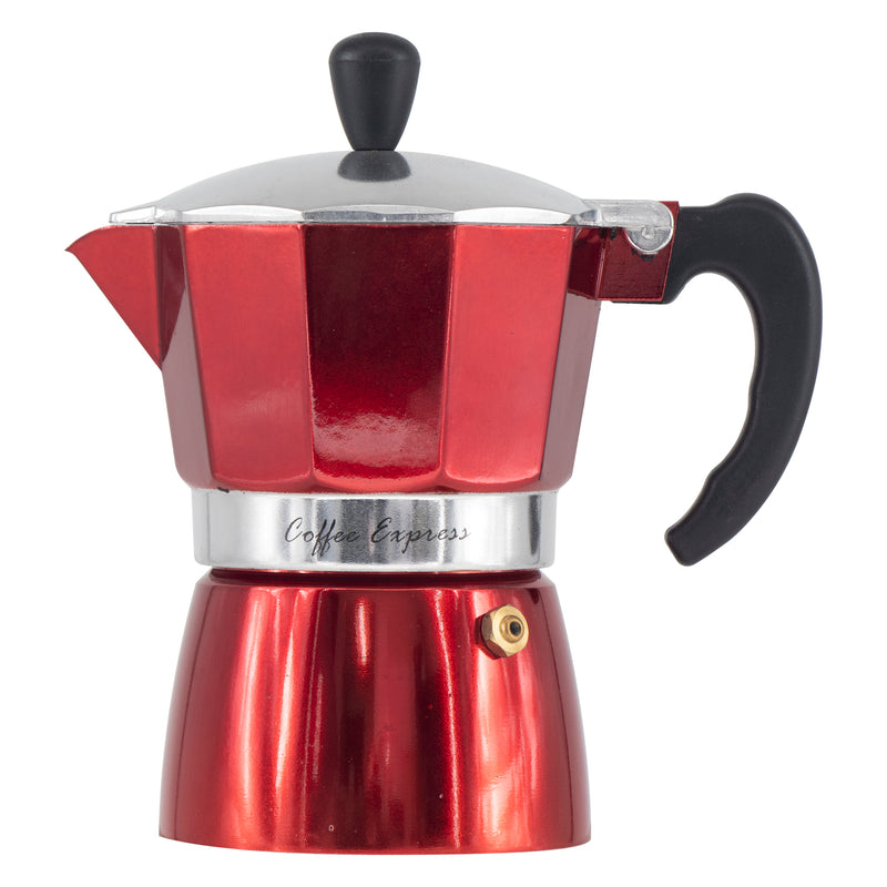 REGENT COFFEE MAKER ALUMINIUM 2 TONE RED & SILVER 3 CUP, (150ML)