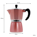 REGENT COFFEE MAKER ALUMINIUM 2 TONE ROSE GOLD & SILVER 6 CUP, (275ML)