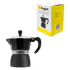 REGENT COFFEE MAKER ALUMINIUM 2 TONE MATT BLACK WITH SILVER 3 CUP, (150ML)