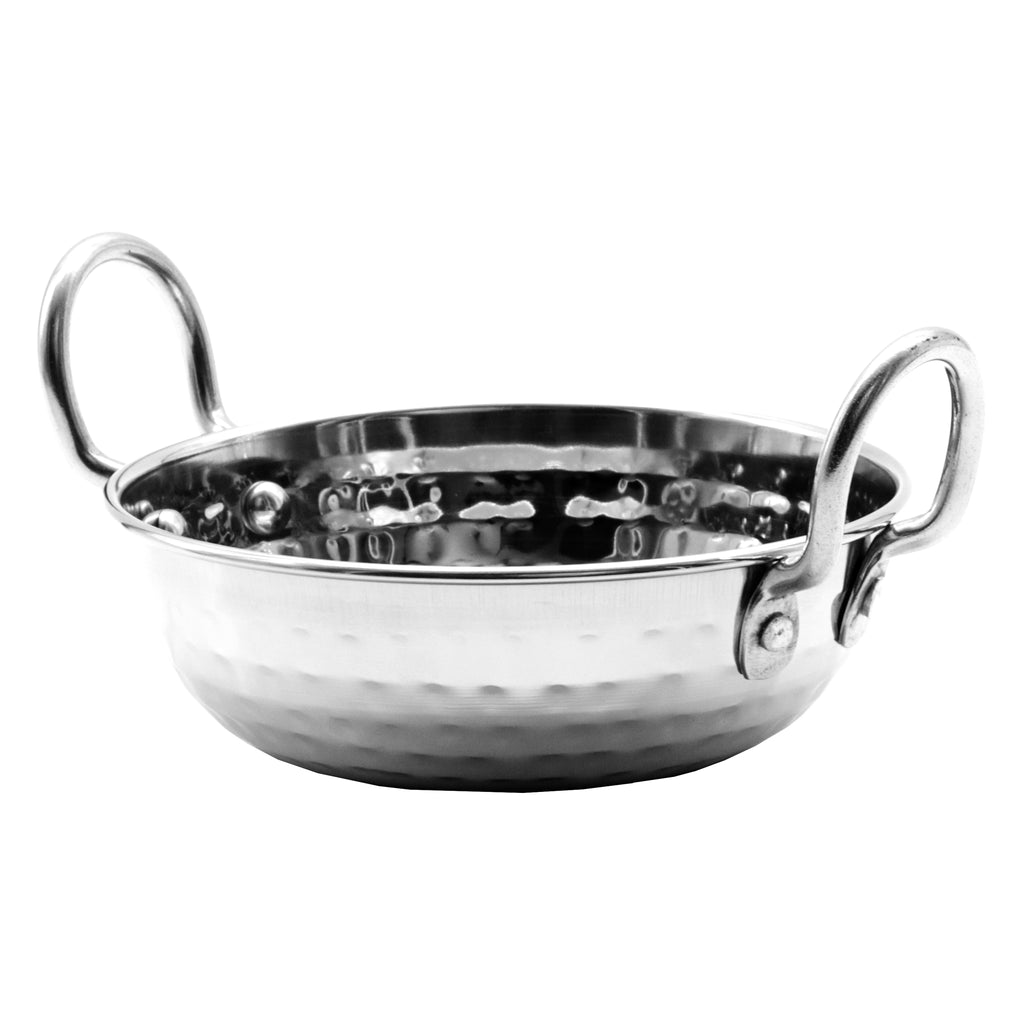 REGENT COOKWARE KARAHI PAN HAMMERED WITH 2 HANDLES ST STEEL, 300ML (125MM DIAX40MM)