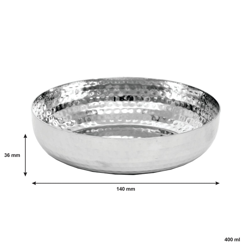 REGENT COOKWARE SERVING BOWL HAMMERED ST STEEL, 400ML (140MM DIAX36MM)