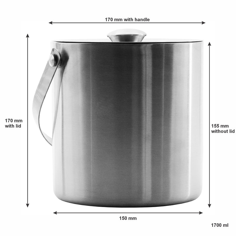 BAR BUTLER DOUBLE WALL ICE BUCKET WITH LID STAINLESS STEEL, 1.7LT (150MM DIAX170MM)