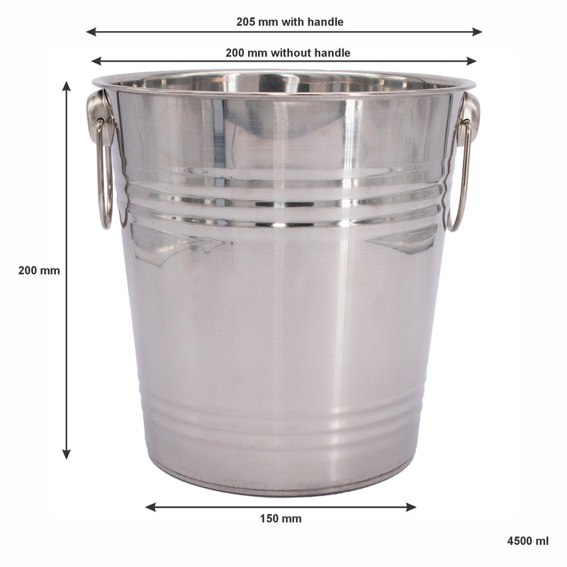 BAR BUTLER ICE BUCKET WITH HANDLES STAINLESS STEEL, 4.5LT (200MM DIAX200MM)