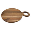 REGENT ACACIA WOOD ROUND SERVING BOARD WITH RING HANDLE, (440X320X15MM)