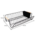 REGENT KITCHEN WIRE DISH RACK POWDER COATED BLACK WITH WOODEN HANDLES, (520X320X120MM)