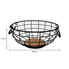 REGENT KITCHEN FRUIT BASKET WITH HANDLES BLACK WIRE AND WOOD, (280MM DIAX120MM)