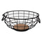 REGENT KITCHEN FRUIT BASKET WITH HANDLES BLACK WIRE AND WOOD, (280MM DIAX120MM)