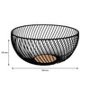 REGENT KITCHEN SWIRL BASKET WIRE AND WOOD POWDER COATED BLACK , (250MM DIAX125MM)