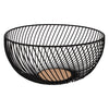 REGENT KITCHEN SWIRL BASKET WIRE AND WOOD POWDER COATED BLACK , (250MM DIAX125MM)