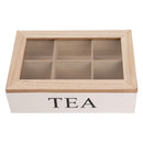 REGENT KITCHEN TEA BOX WITH 6 PARTITIONS WOOD AND GLASS, (240X160X70MM)