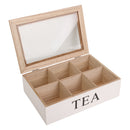 REGENT KITCHEN TEA BOX WITH 6 PARTITIONS WOOD AND GLASS, (240X160X70MM)