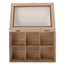 REGENT KITCHEN TEA BOX WITH 6 PARTITIONS WOOD AND GLASS, (240X160X70MM)