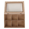 REGENT KITCHEN TEA BOX WITH 6 PARTITIONS WOOD AND GLASS, (240X160X70MM)