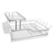 DOUBLE DISH RACK SILVER ALUMINIUM WITH OPAQUE PLASTIC UTENSIL HOLDER AND TRAY, (580X270X350MM)