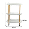 STORAGE RACK 3 SHELF WHITE PLASTIC AND WOOD ON CASTERS, (575X360X795MM)