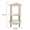 STORAGE RACK ROUND 3 SHELF WHITE PLASTIC AND WOOD ON CASTERS, (810X475MM DIA)