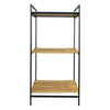 MULTI PURPOSE STORAGE RACK 3 BAMBOO SHELVES ON BLACK METAL FRAME, (415X330X835MM)