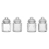 REGENT MINI GLASS CANISTERS ASSORTED DESIGNS, 4 PIECE SET 300ML (130X75MM DIA)