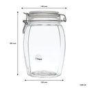 REGENT FACETED HERMETIC GLASS CANISTER WITH CLIP SEAL AND GLASS  LID, 1.2LT (120X120X185MM)