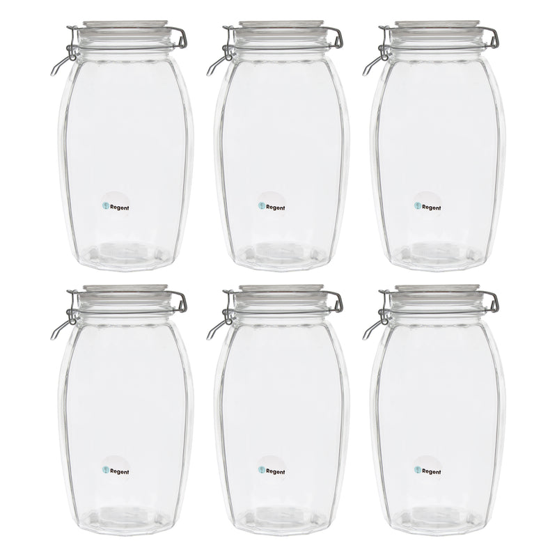 REGENT FACETED HERMETIC GLASS CANISTER WITH CLIP SEAL AND GLASS LID, 2.3LT (142X142X250MM)