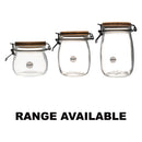 REGENT HERMETIC GLASS CANISTER WITH BAMBOO LID AND BLACK CLIP, 750ML (140X110MM DIA)