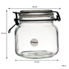 REGENT HERMETIC GLASS CANISTER WITH GLASS LID AND BLACK CLIP, 750ML (123X125X110MM DIA)