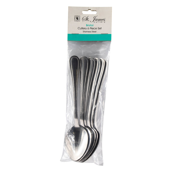 ST. JAMES CUTLERY BRISTOL (880) DESSERT SPOON 6PK STAINLESS STEEL