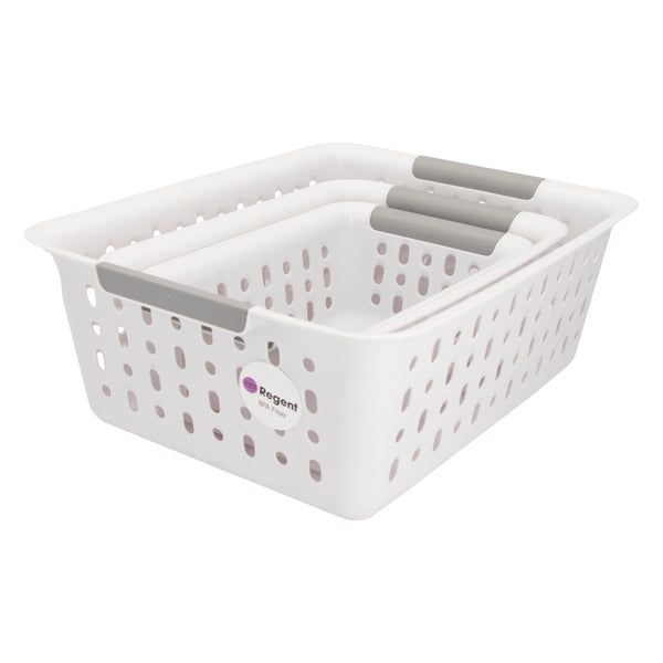 REGENT PLASTIC HARMONY BASKET WHITE 3PCE VALUE PACK (A,B & C), (345X280X130MM)