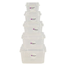 REGENT PLASTIC KEMPY STORAGE BOX 5PCE VALUE PACK (150ML/350ML/700ML/1.3L /2.1L), (195X195X115MM)