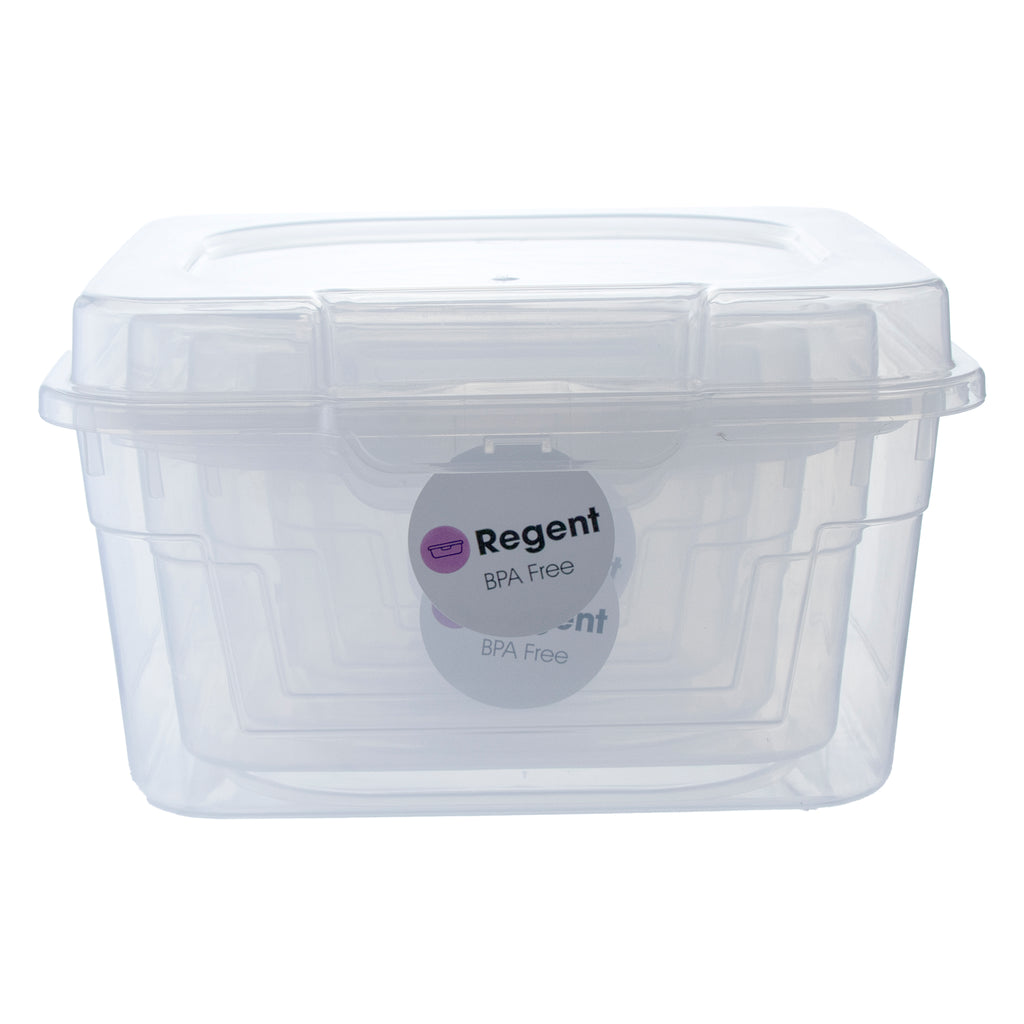 REGENT PLASTIC KEMPY STORAGE BOX 5PCE VALUE PACK (150ML/350ML/700ML/1.3L /2.1L), (195X195X115MM)