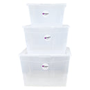 REGENT PLASTIC KEY RECT. STORAGE BOX CLEAR 3PCE VALUE PACK (9L/15L/21L), (450X320X200MM)