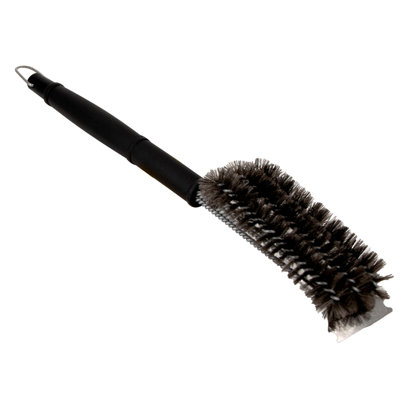 REGENT BRAAI 3 WAY CLEANING BRISTLE BRUSH WITH SCRAPER STAINLESS STEEL, (450X75X70MM)