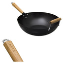 REGENT COOKWARE WOK CARBON FINISH WITH WOODEN HANDLE, (610/350MM DIAX100MM)