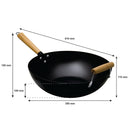 REGENT COOKWARE WOK CARBON FINISH WITH WOODEN HANDLE, (610/350MM DIAX100MM)