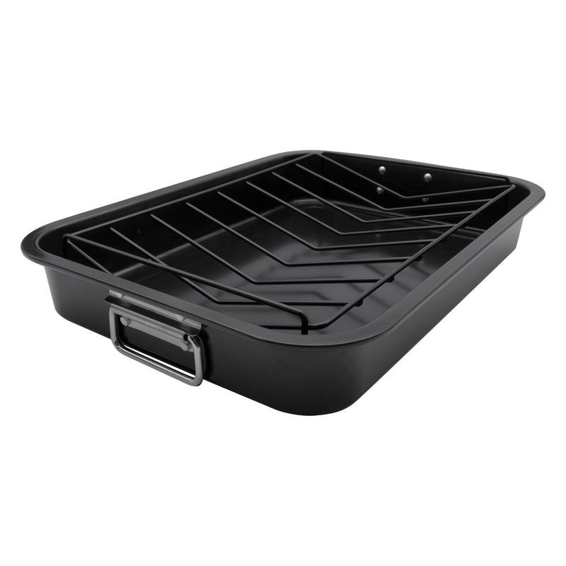 REGENT COOKWARE ROASTING PAN NON STICK WITH V GRID AND ST. STEEL HANDLES, (420X305X63MM)