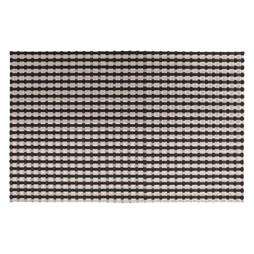 REGENT PLACE MATS WOVEN SILVER/BLACK PVC, (300X450MM)