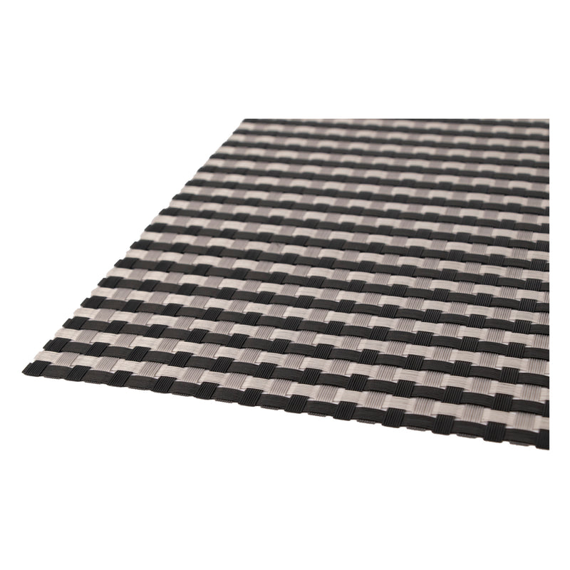 REGENT PLACE MATS WOVEN SILVER/BLACK PVC, (300X450MM)