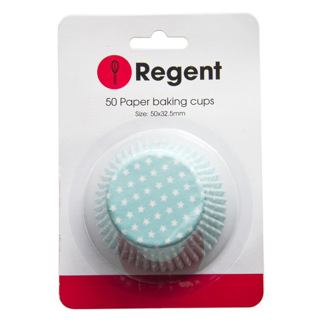 REGENT CAKE CUPS BLUE WITH WHITE STARS 50 PIECE, (50X32.5MM)