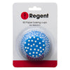 REGENT CAKE CUPS BLUE WITH WHITE DOTS 50 PIECE, (50MM:DX32.5MM)