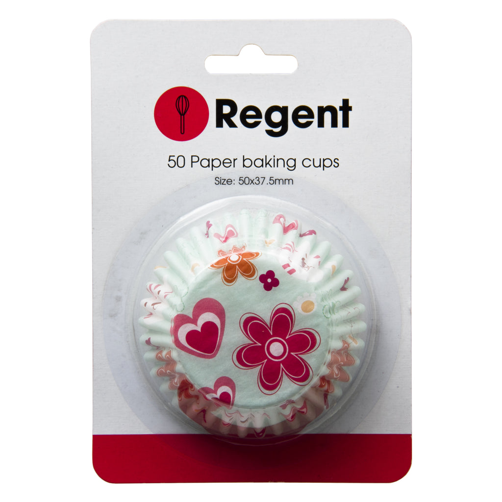 REGENT CAKE CUPS TEAL WITH FLOWERS 50 PIECES, (50X37.5MM)