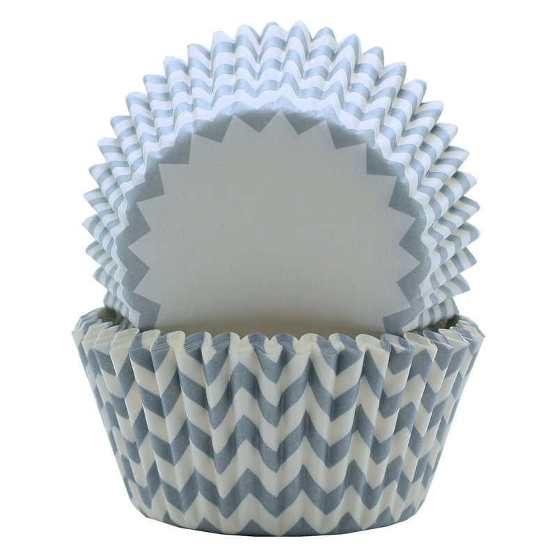 REGENT CAKE CUPS CHEVRON DOVE GREY 50 PIECES, (50X37.5MM)